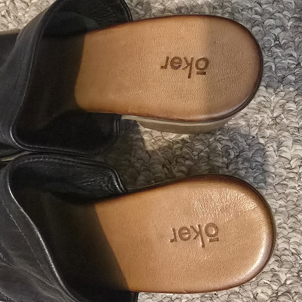 Oker Black Slide Sandal Wedge Heel